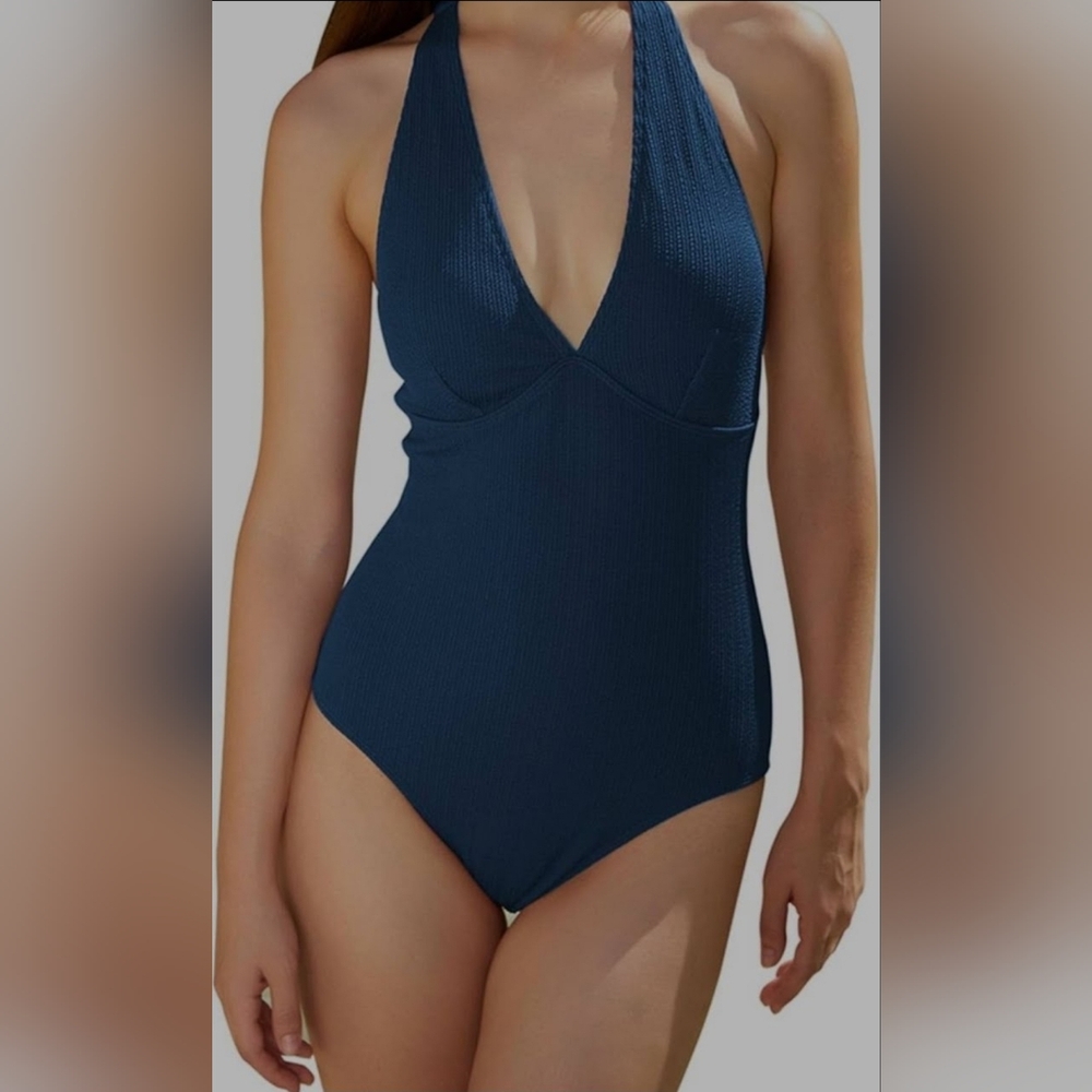 Sewsea One Piece Swimsuit High Waisted Tummy Control V Neck Bathingsuit Small